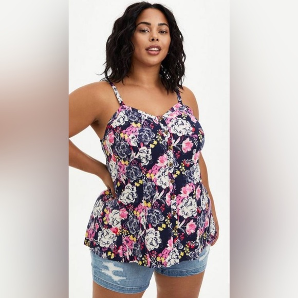 torrid Tops - Torrid Fit & Flare Rayon Slub Button-Front Cami 5/5X/28